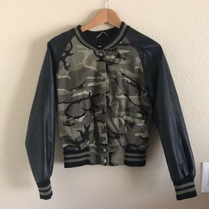 Military faux leather Bomber jacket